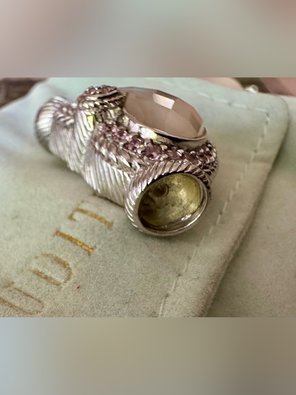 Judith Ripka Silver Heart Brooch with Pink Stones and Mother-of-Pearl - Picture 3 of 6